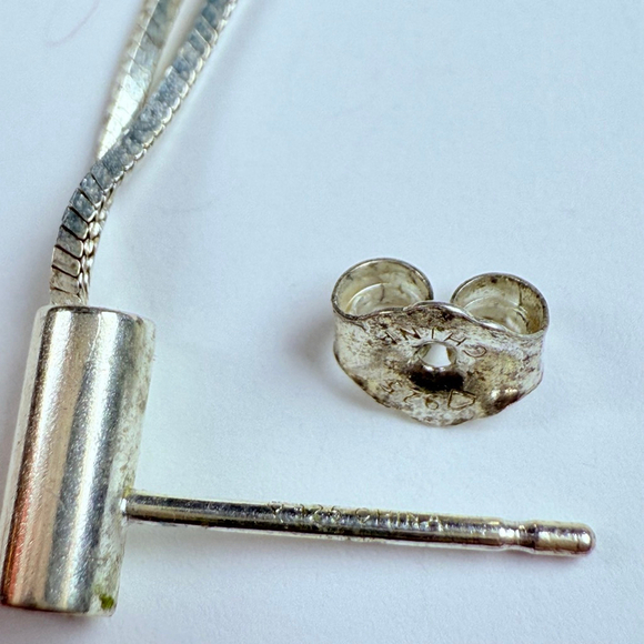 Blown Lamp Work Glass Bead Sterling Silver 925 Long Drop Vintage 2.3" Earrings - Picture 4 of 6